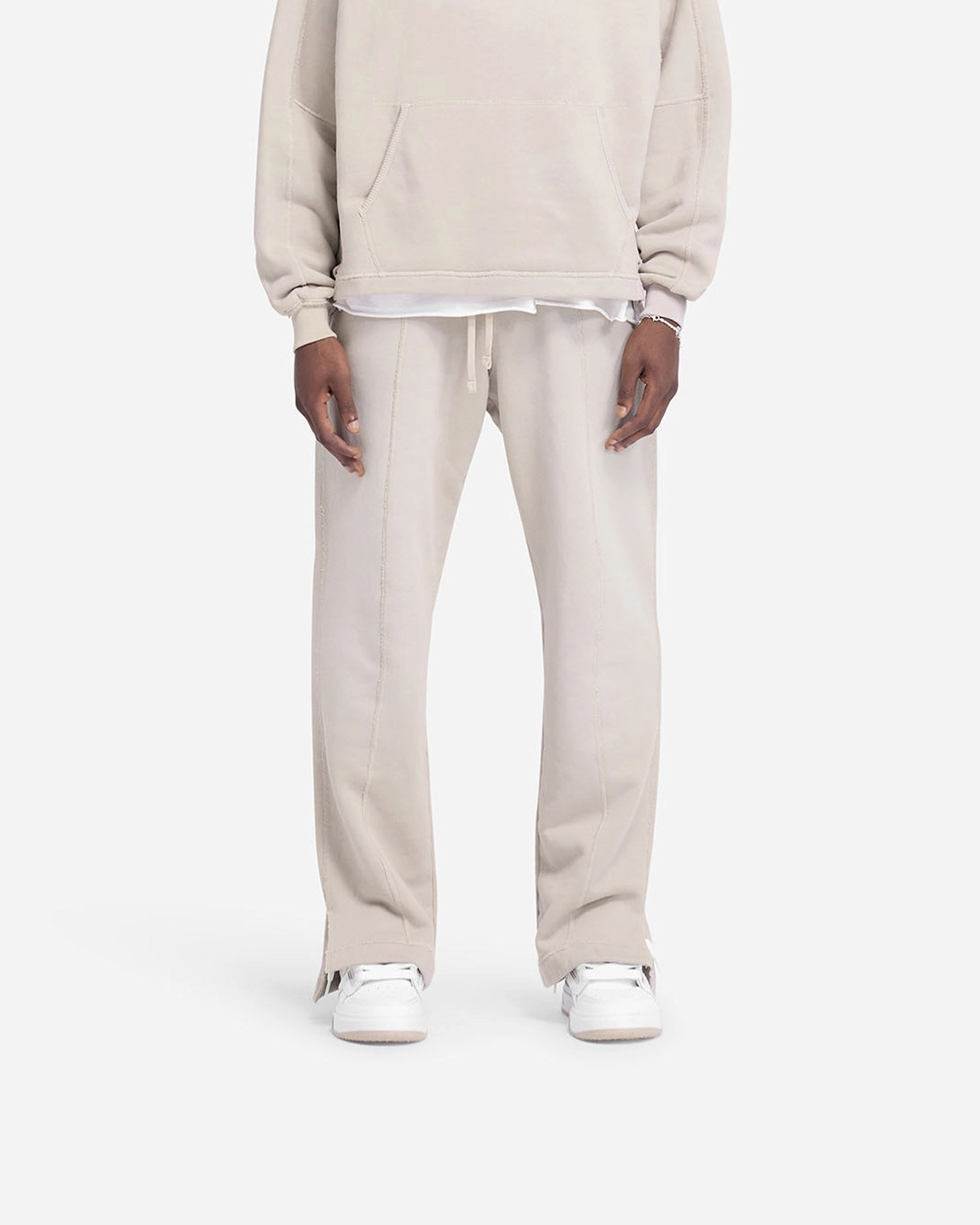 Stepped Hem Sweatpants - Oat Neutral Look Functional Fashion