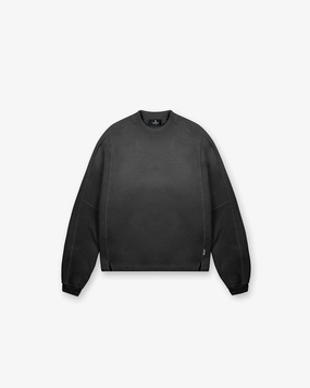 Stepped Hem Sweatshirt - Stained Black Sustainable Manufacturing