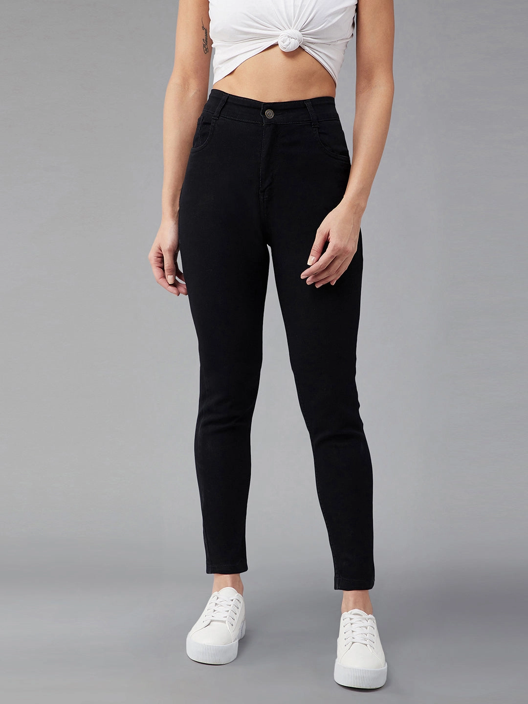 Durable Eco Friendly CHASEstretch? Black Skinny-Fit High-Rise Denim Jeans