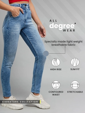 Classic Wear Party Look Women's Light Blue Slim-Fit High-Rise Light Wash Stretchable Denim Jeans