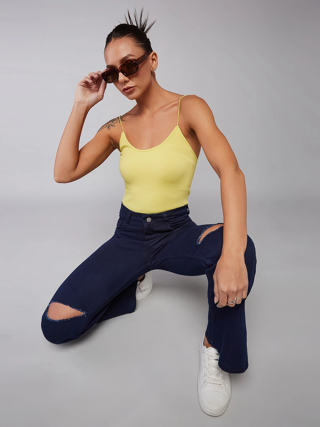 24/7 Comfort Navy-Blue Bell-Bottom Bootcut Hourglass High-Rise Stretchable Denim Jeans Smooth Comfort