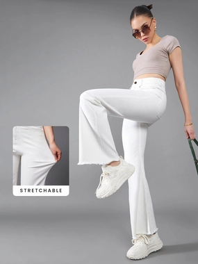 CHASEstretch? White Bootcut High-Rise Denim Jeans All Size Fit Shopping Day Outdoor Enthusiast