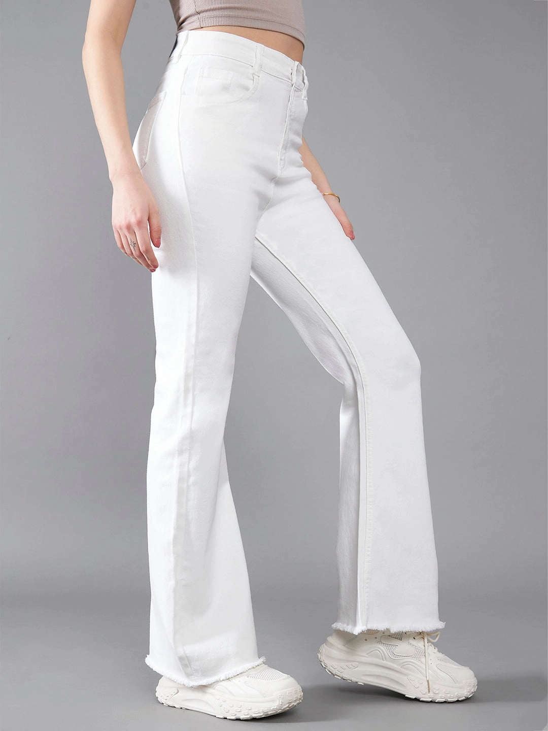 CHASEstretch? White Bootcut High-Rise Denim Jeans Date Night Loose Vintage Lover Party Look Earthy