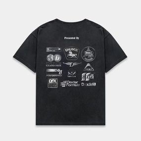 Heathered Texture Smooth Finish DR3 Sponsors Washed Black Mono T-Shirt