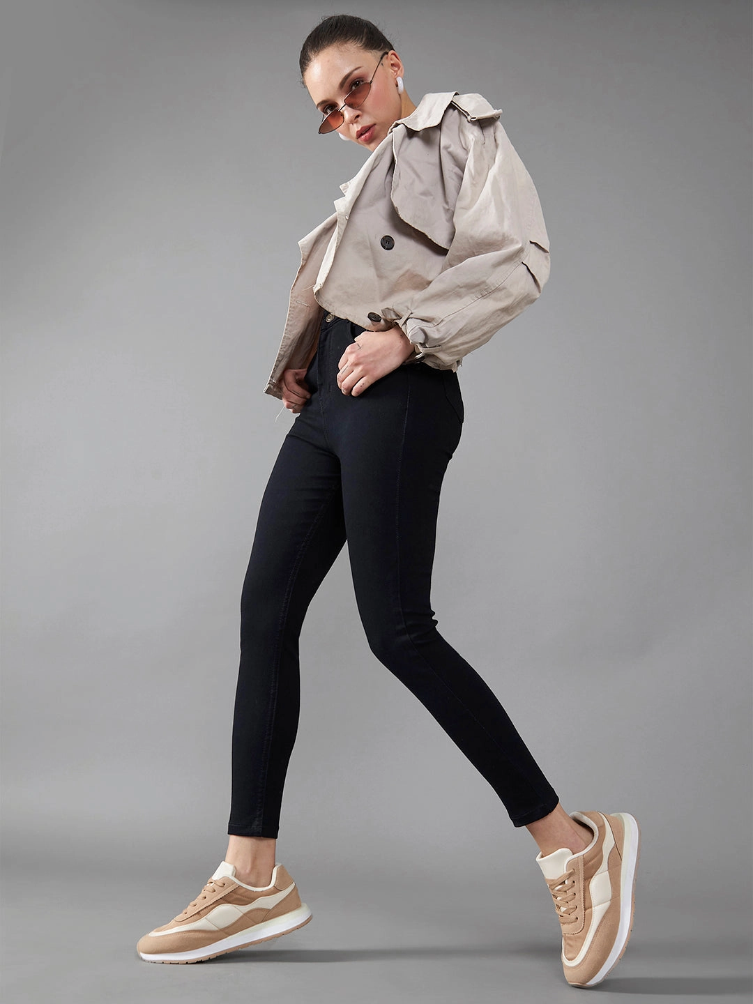 Trend Setter Home Comfort Chill Style 24/7 Comfort Black Skinny-Fit High-Rise Cropped-Length Stretchable Denim Jeans