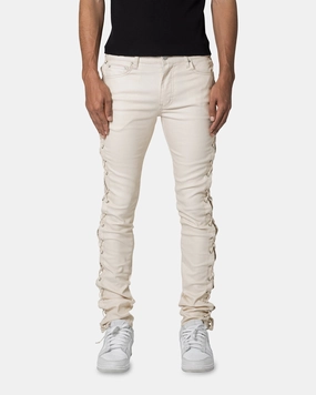 Casual Essentials Thermal Regulating MNML X566 Skinny Leather Lace-Up Pants Cream