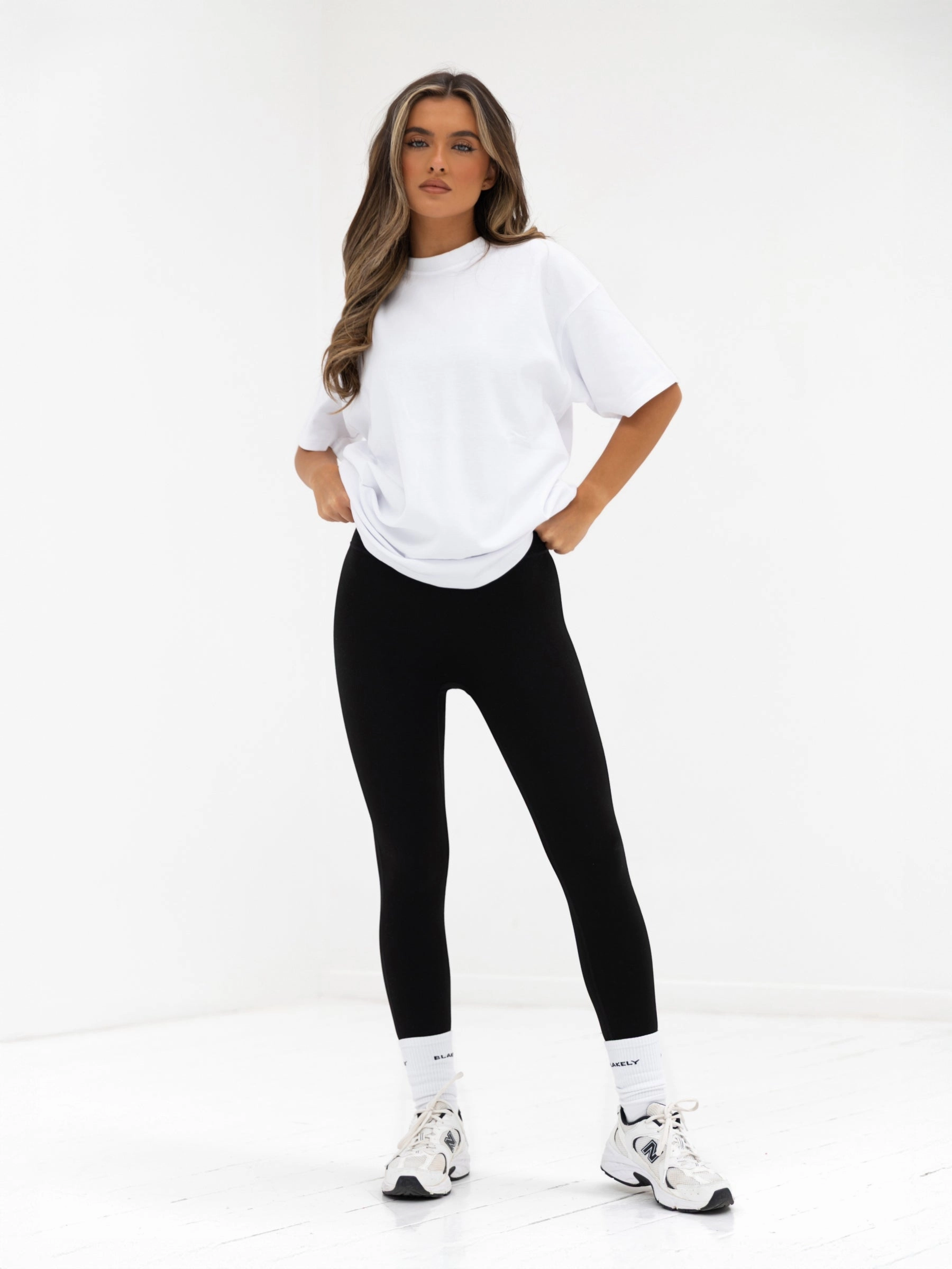 Isabel Oversized T-Shirt - White & Peach Pink Summer Casual Perfect for Layering