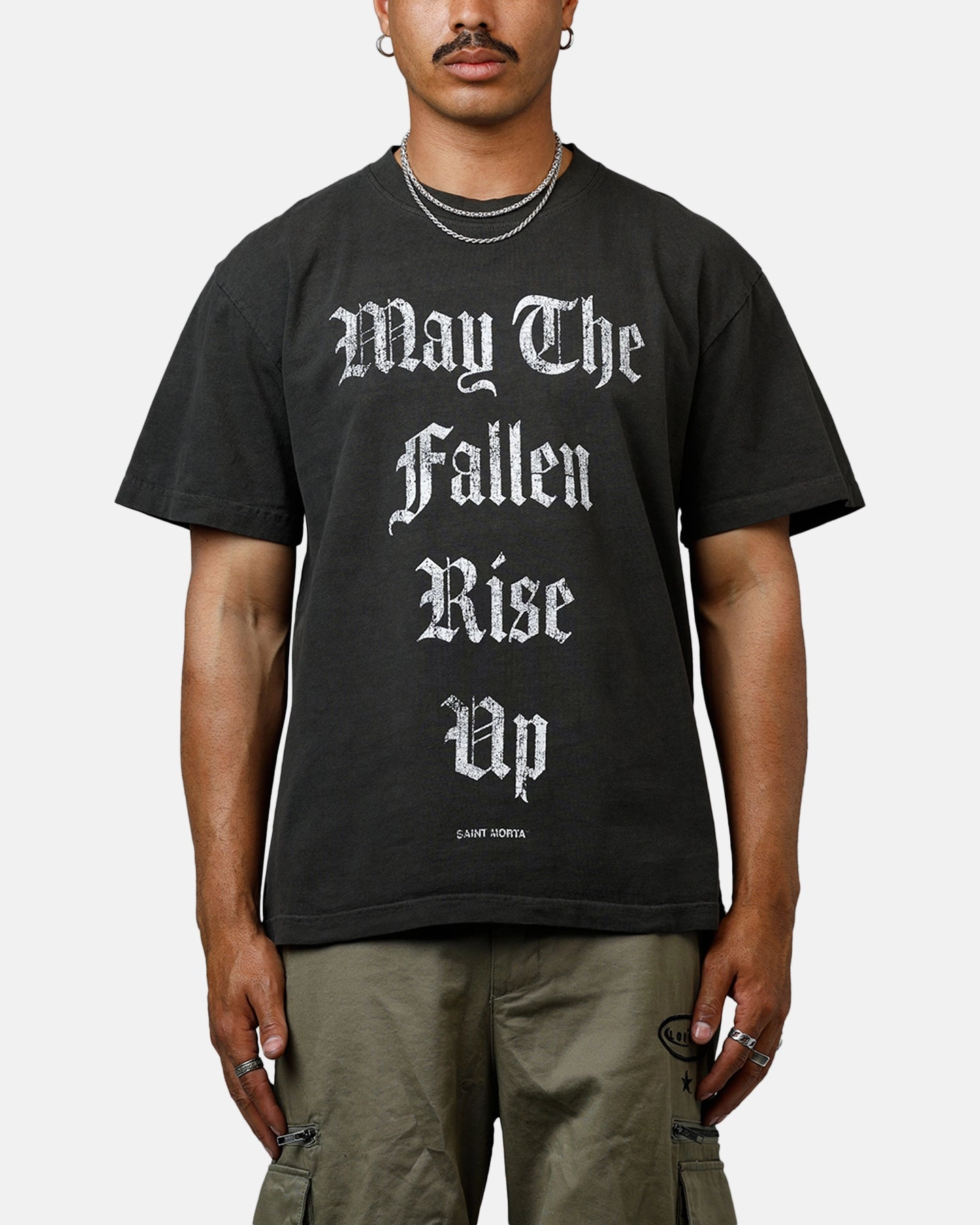 Saint Morta Fallen Rising Boxy T-Shirt Black Wash Sustainable Production Certified Anti Pill Finish
