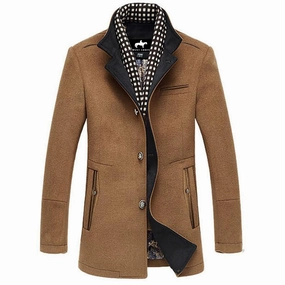 Cotton Twill West Louis? Splice Woolen Overcoat