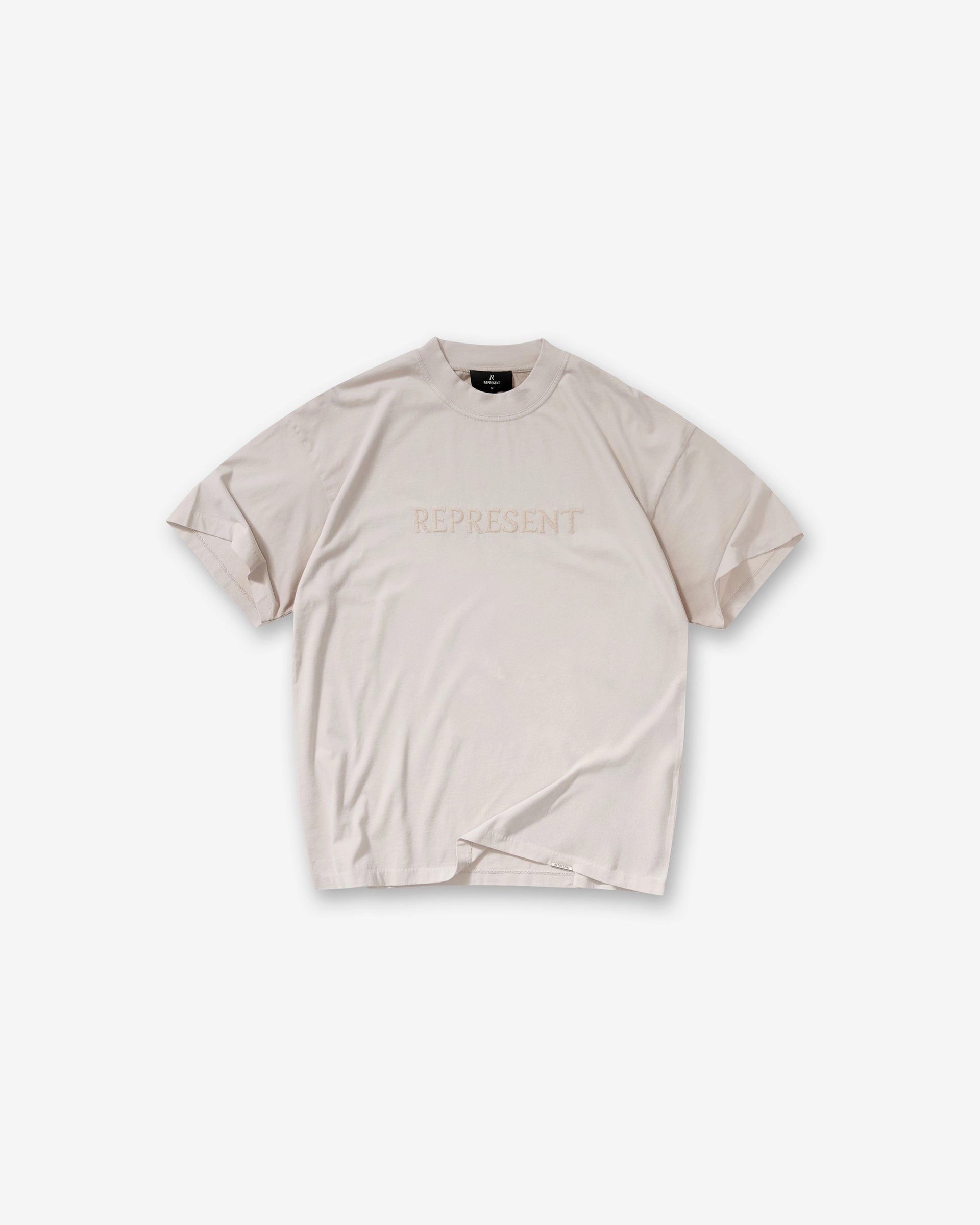 Simple Comfort Look Embroidered Serif Logo T-Shirt - Concrete