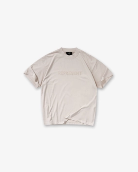 Simple Comfort Look Embroidered Serif Logo T-Shirt - Concrete
