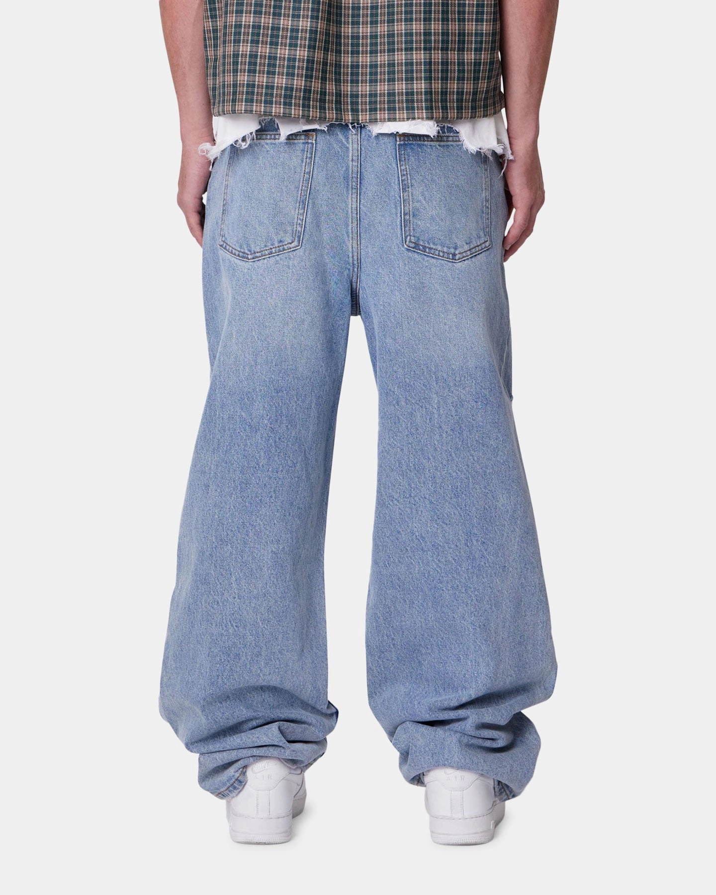 Chic Vibe Soft Touch MNML Baggy Blowout Denim Jeans Vintage Blue Wash