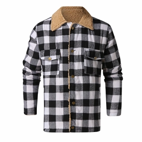 West Louis? Fashion Winter Plaid Black&White Jacket QuickRelease Buckles Midweight Layer
