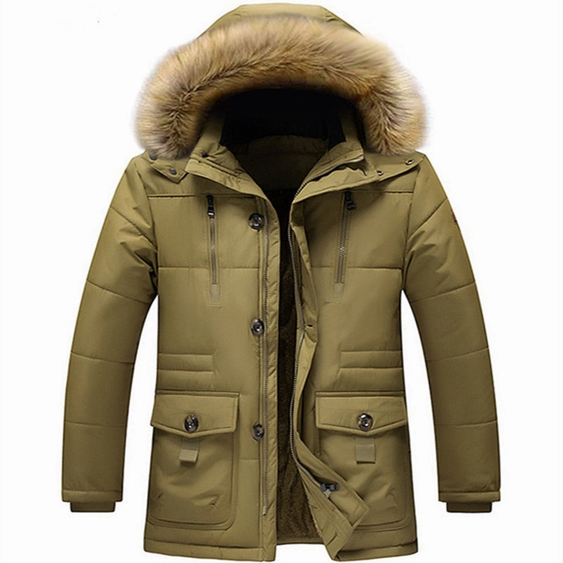 West Louis? Winter Thickening Warm Long Outerwear Coat Bonded Collars