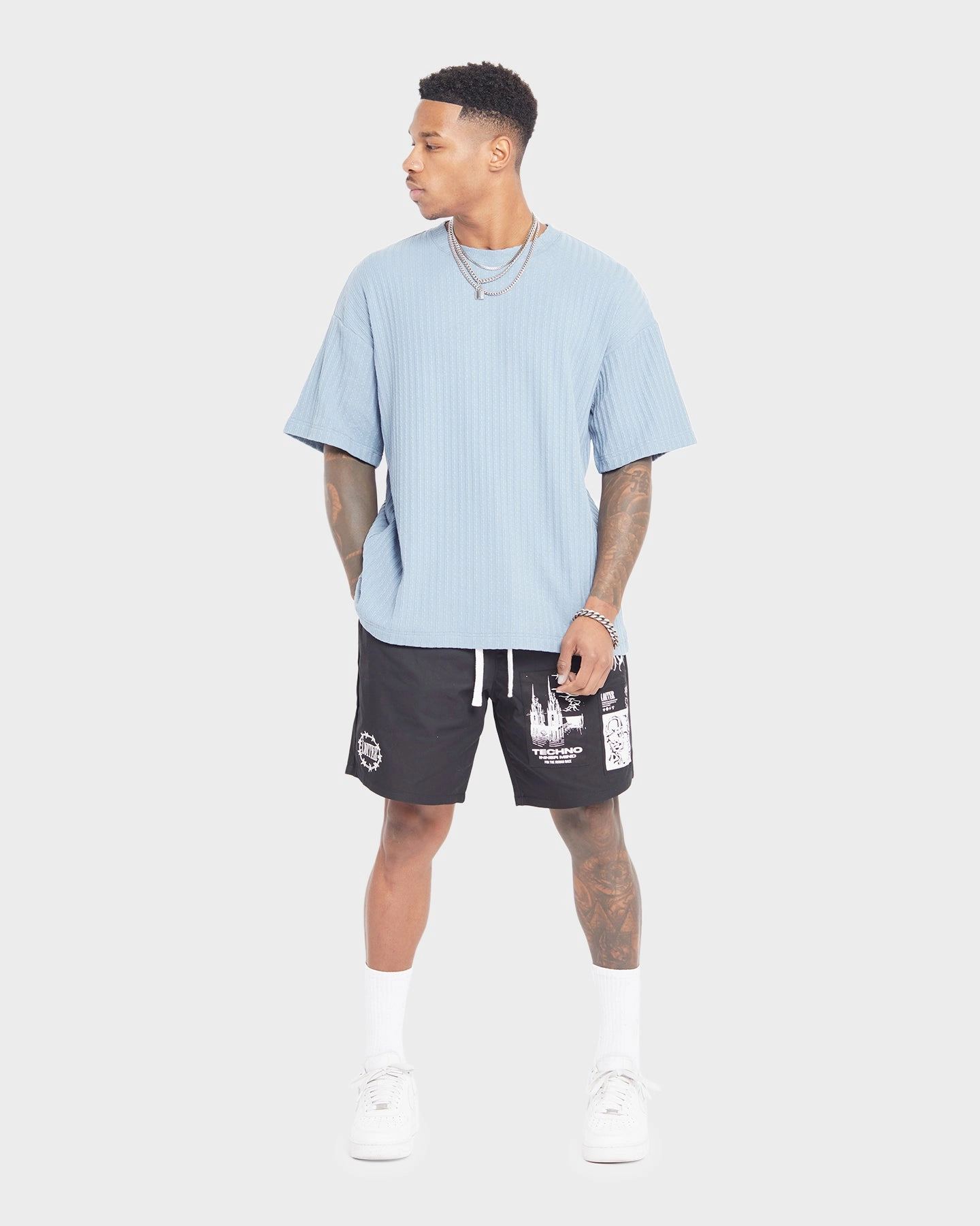 XXIII Karl Knit T-Shirt Faded Blue Non Slip Shoulder Seams