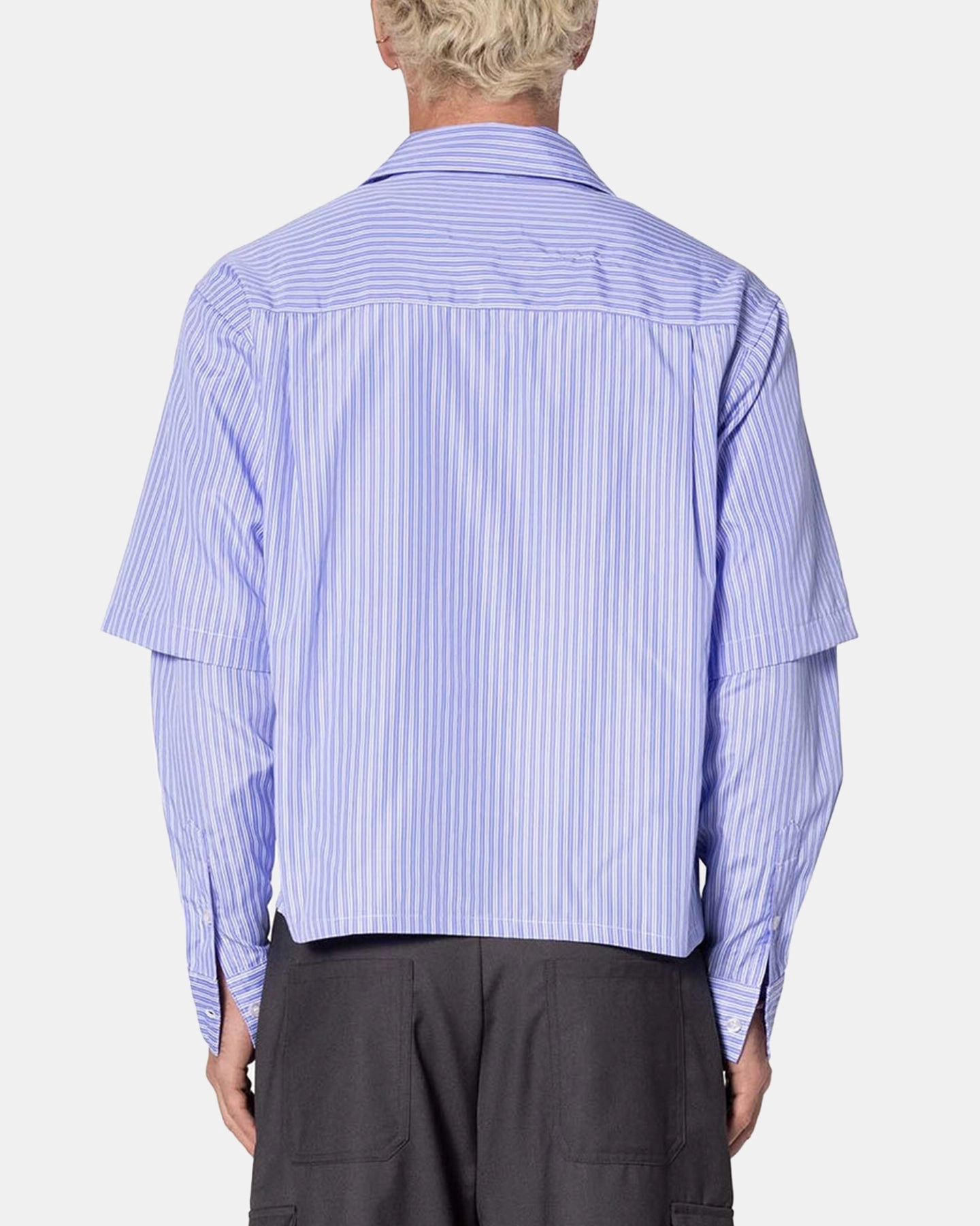 MNML Double Layer Pinstripe Shirt Blue ribbed texture