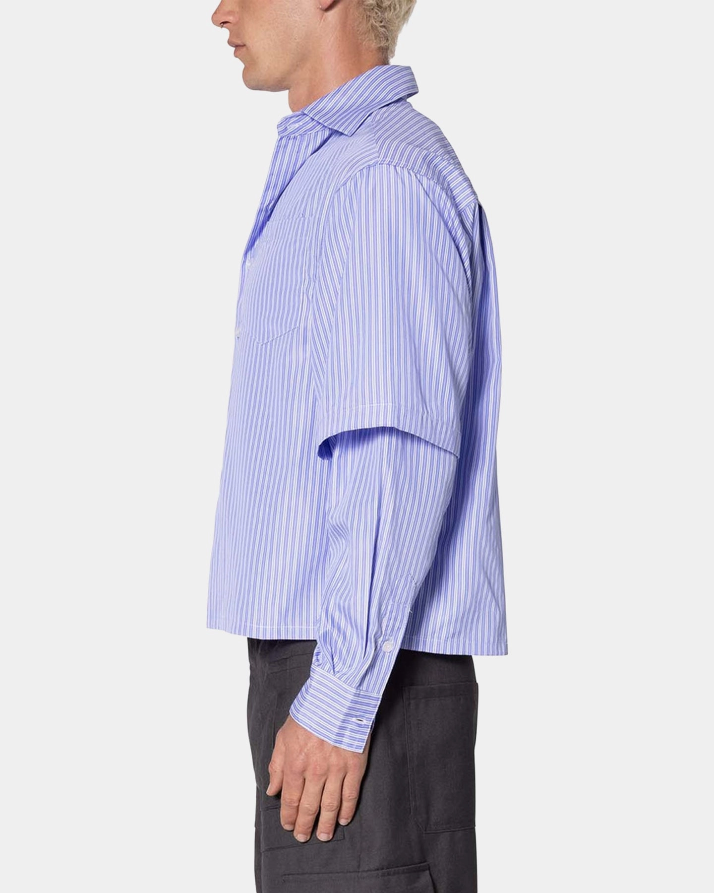 EcoCertified MNML Double Layer Pinstripe Shirt Blue