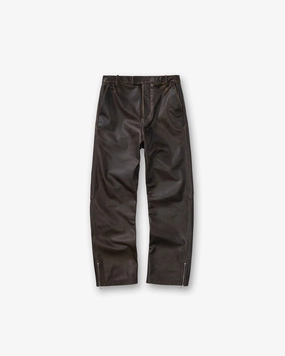 Sunfade Leather Pant - Nero Ripped design