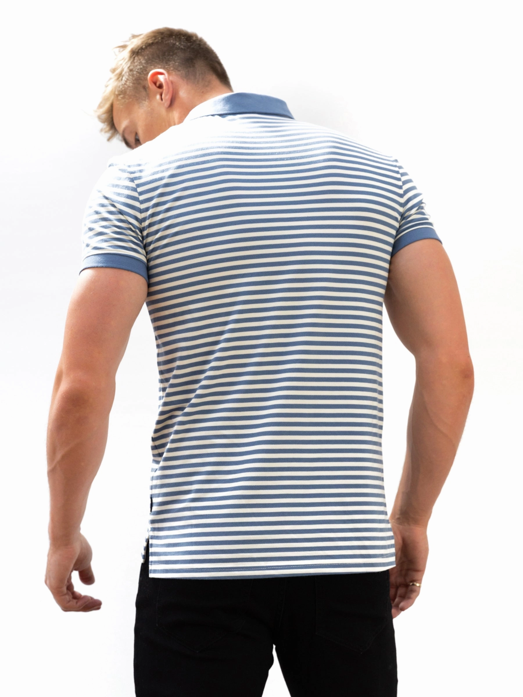 Stripe Polo Shirt - Blue Camouflage Print