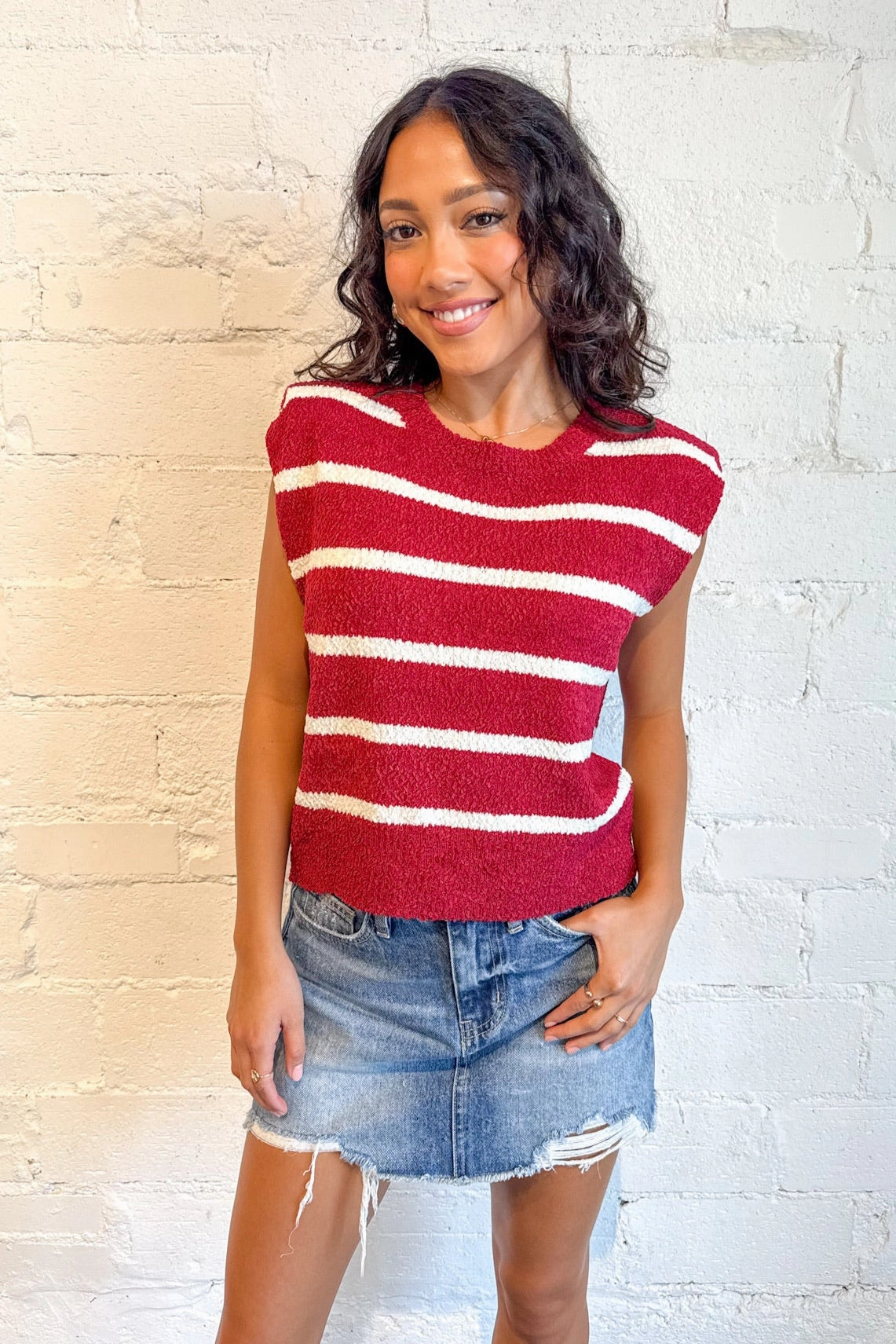 Striped Knit Top Minimalist Aesthetic