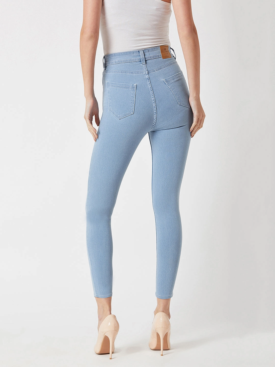 All Fit Design Quality Staple 24/7 Comfort Light Blue Skinny High-Rise Clean-Look Cropped Denim Jeans