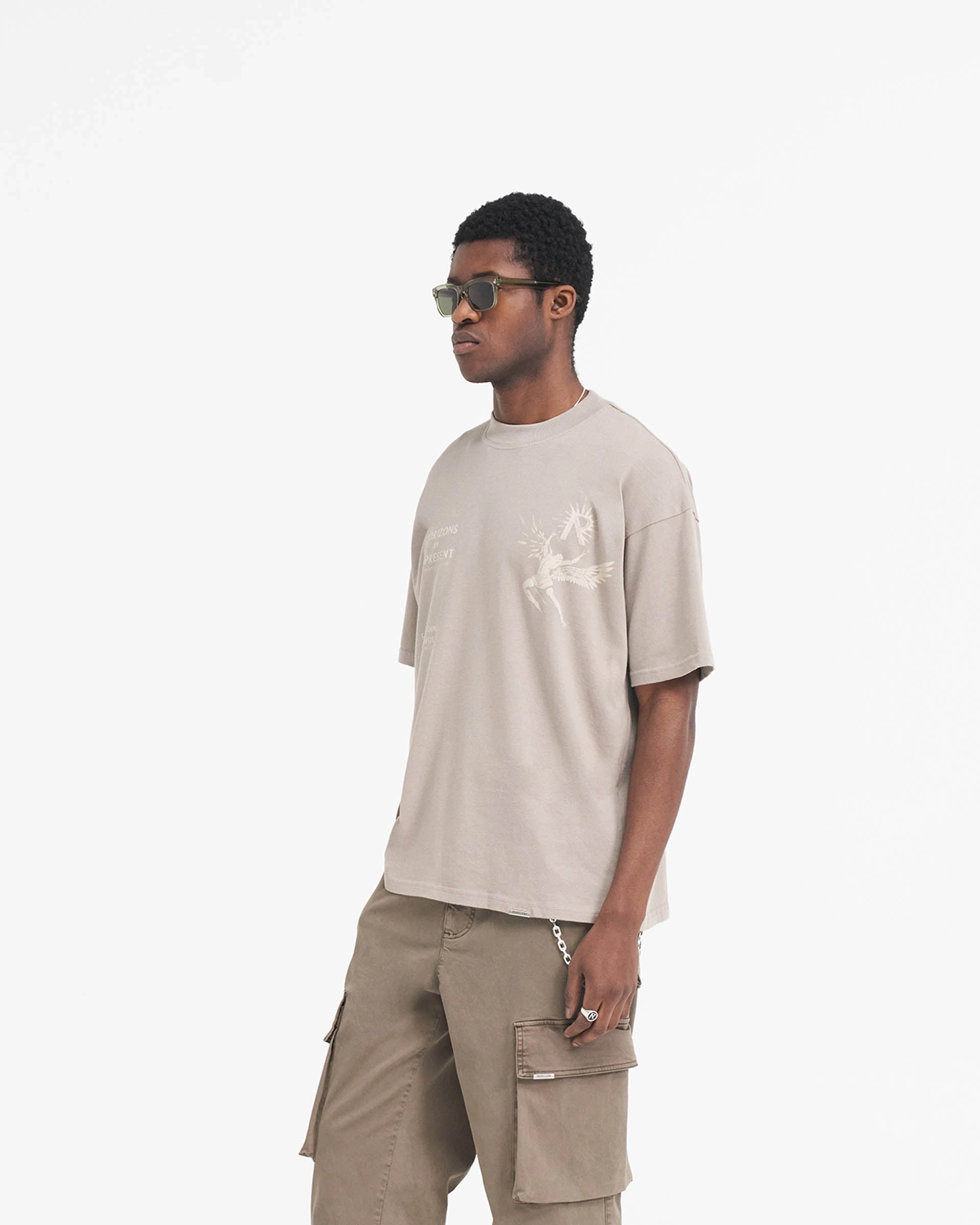 Stone Wash Process Relaxed Comfort Look Icarus T-Shirt - Taupe