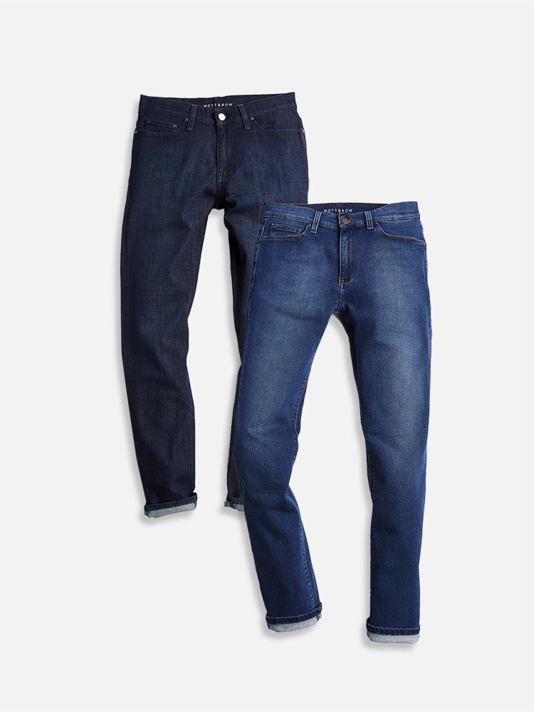 Slim Crosby Medium/Dark Blue and Oliver Light/Medium Blue 2-Pack Jeans Modern Minimalist Stretch