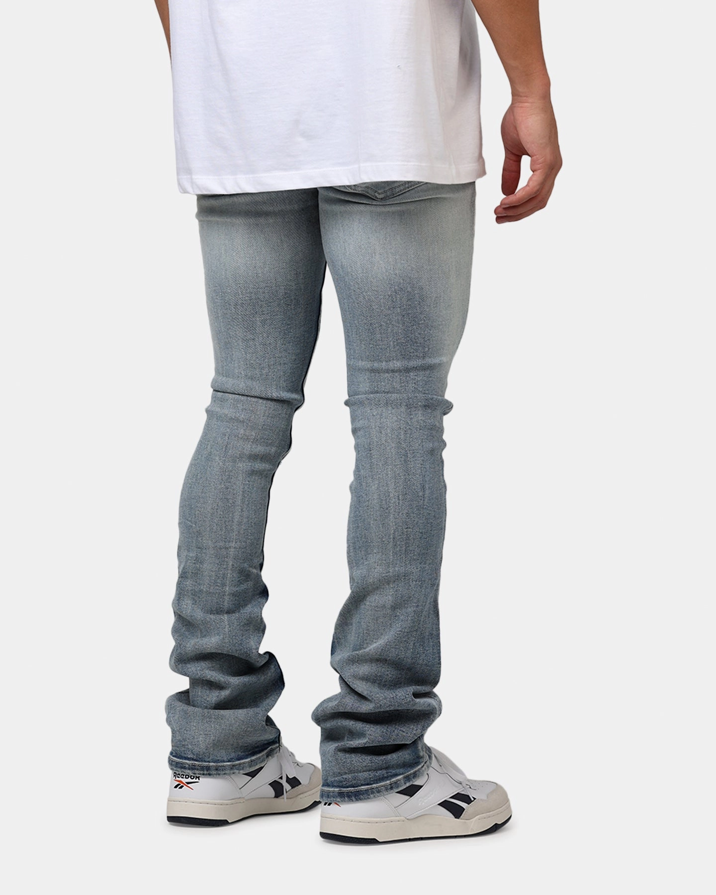 MNML X635 Ripped Flare Denim Jeans Blue Base Layer TearResistantPanels
