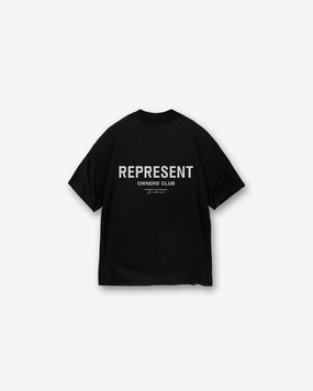 Oversized Silhouette Versatile Layering Represent Owners Club T-Shirt - Black