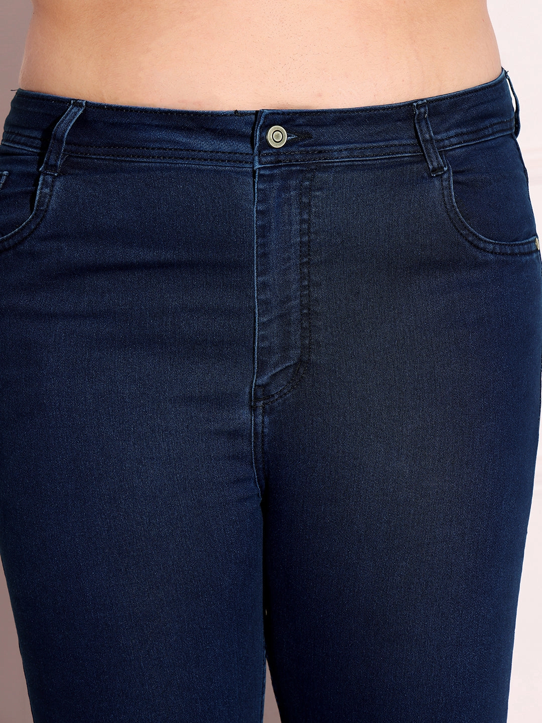 Women's Navy Blue Skinny Fit High-Rise Stretchable Denim Jeans Vintage Lover Loose Fashionable Look