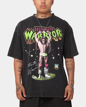 Culture Kings X WWE Ultimate Warrior Vintage T-Shirt Black Acidwash Stretchable Waistband
