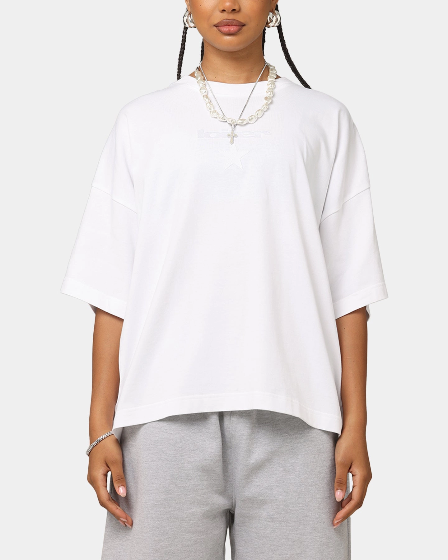 Loiter Premium Essentials Boxy T-Shirt White DroppedShoulder BondedEdges