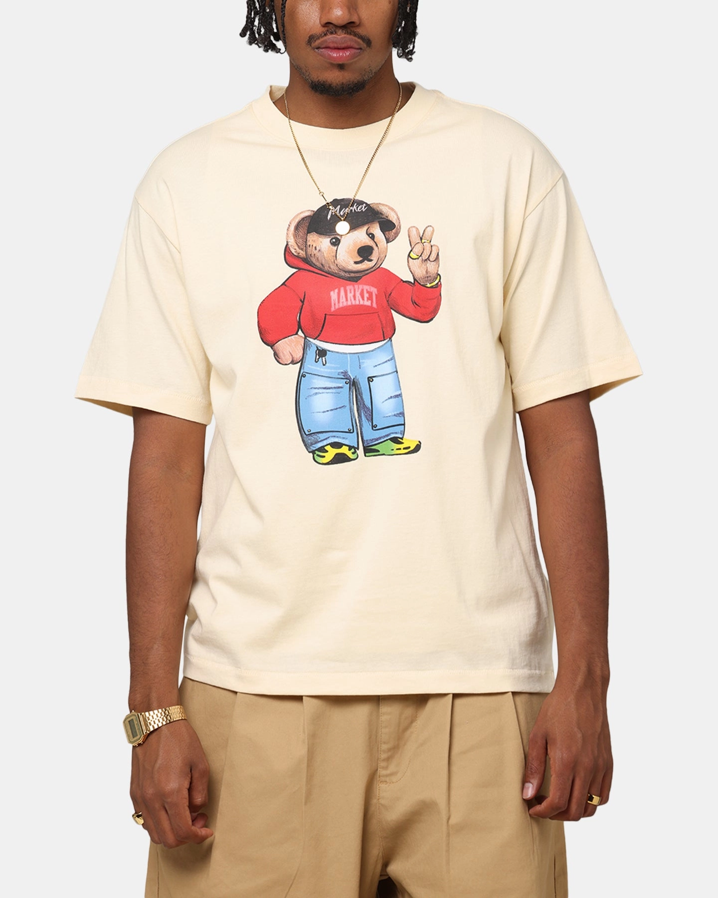 Market Fit Check Bear T-Shirt Cream Warm Layer