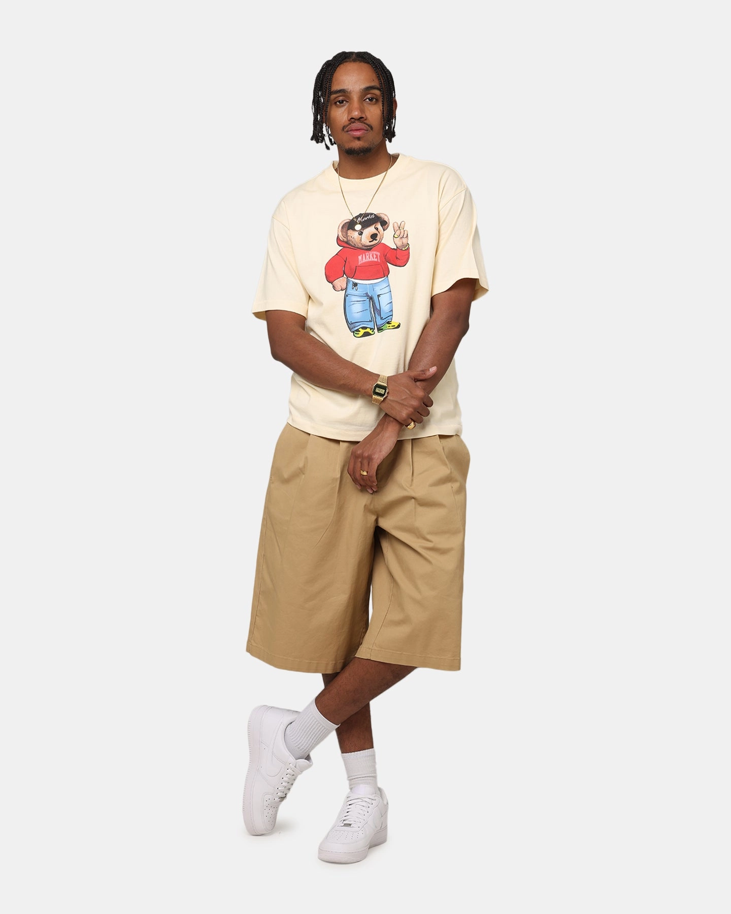 Ventilated Panel Design Market Fit Check Bear T-Shirt Cream