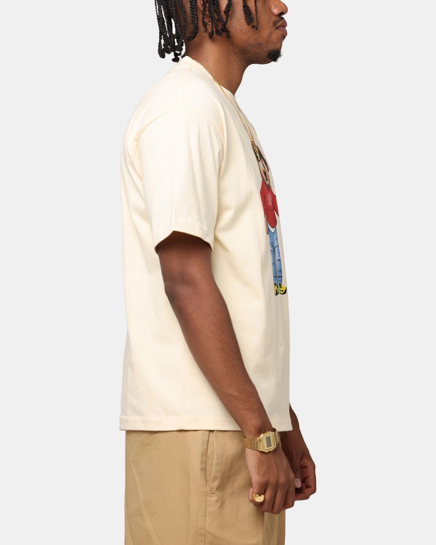 Market Fit Check Bear T-Shirt Cream ReflectiveTrimDetails Friction Reducing Finish