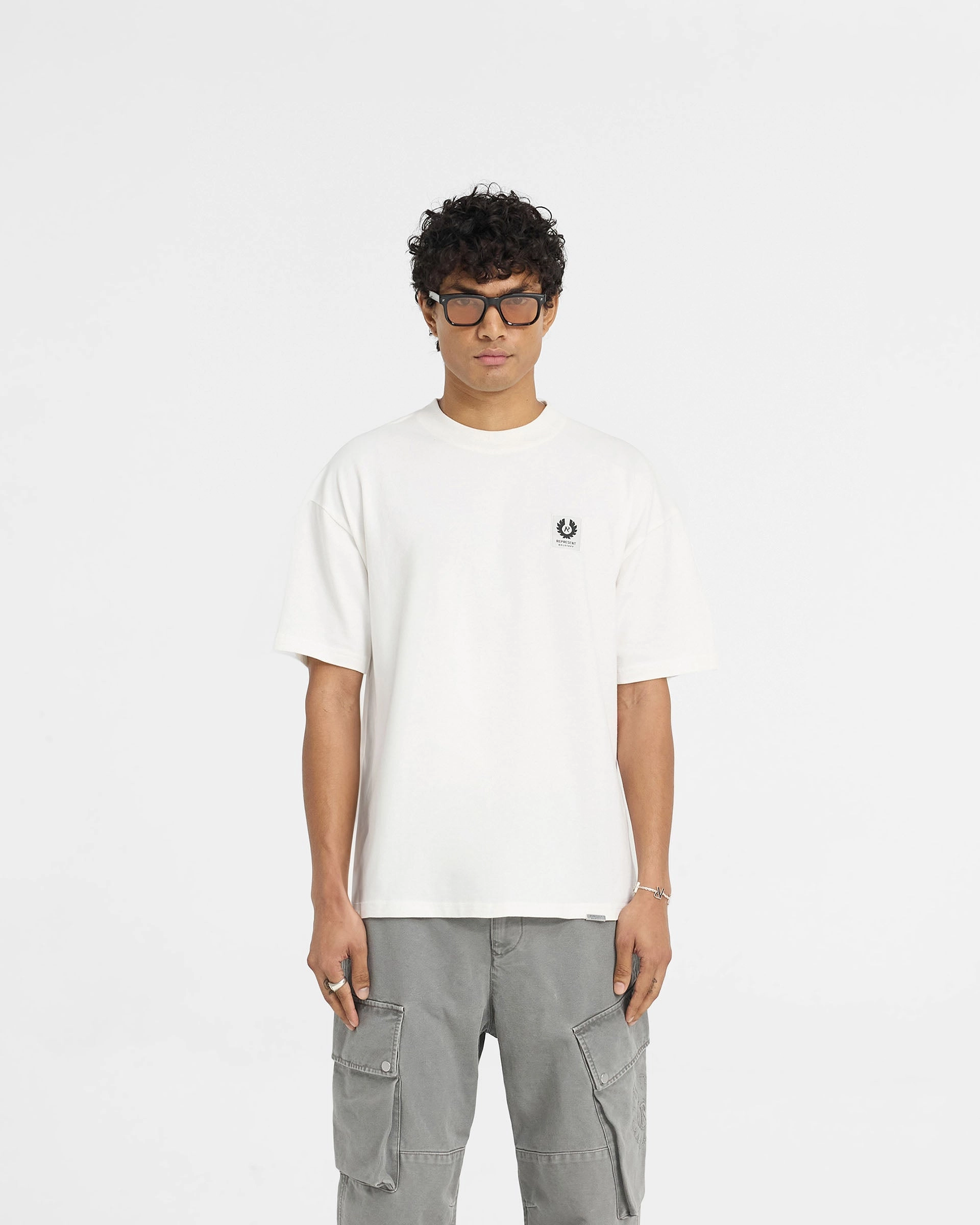 High Density Knit Represent X Belstaff Patch T-Shirt - Flat White