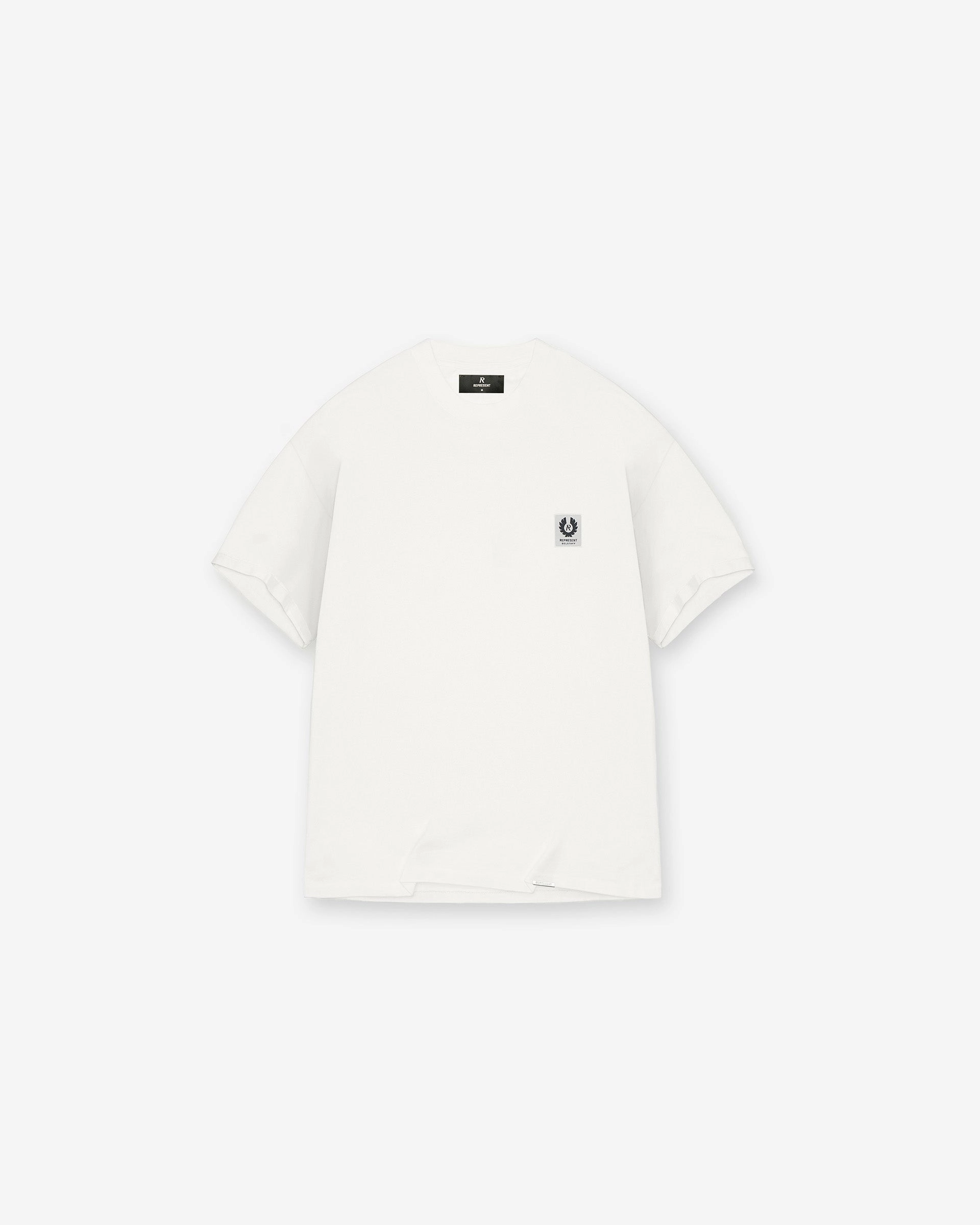 Represent X Belstaff Patch T-Shirt - Flat White Quick Dry Performance FunctionalPockets