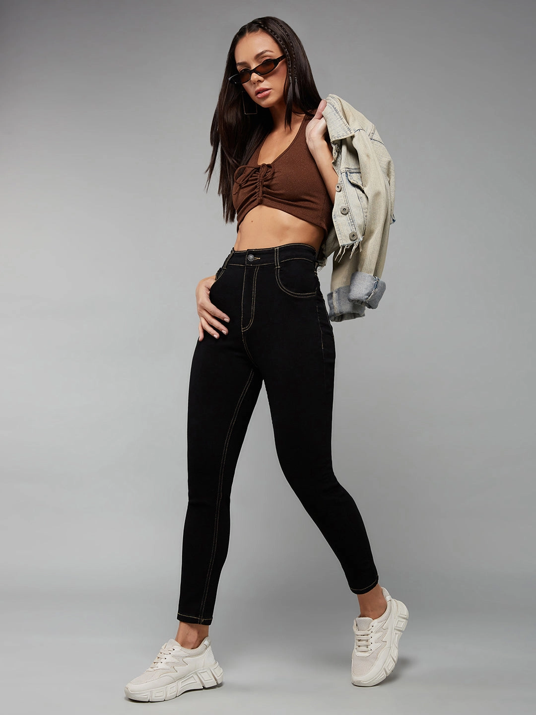 24/7 Comfort Black Skinny High-Rise Stretchable Denim Jeans Simple clothing Softened Denim Material