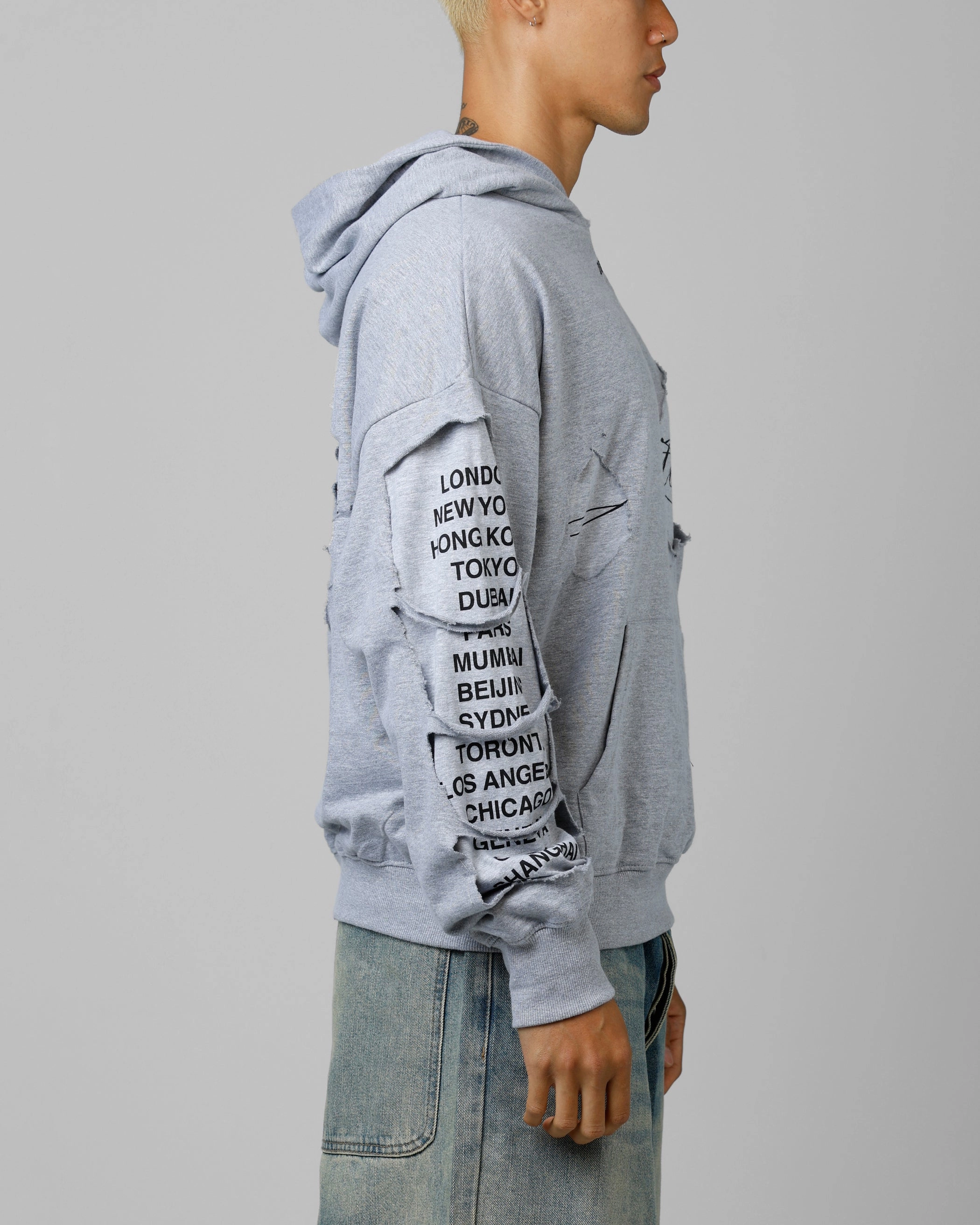 Loiter Destruction Hoodie Grey AntiPilling Technology Elasticated Trim