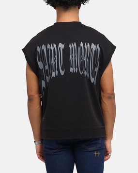 Saint Morta Vill Park Cut Off Sweater Vintage Black Simple Shirt Printed Blouse