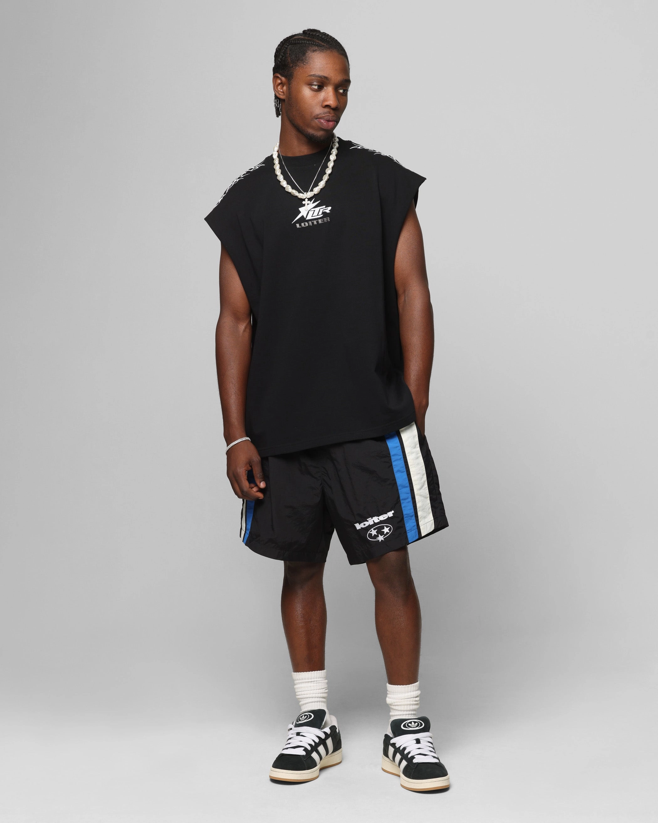 Loiter Cyber Muscle T-Shirt Black Sporty Top Double Chest Pocket