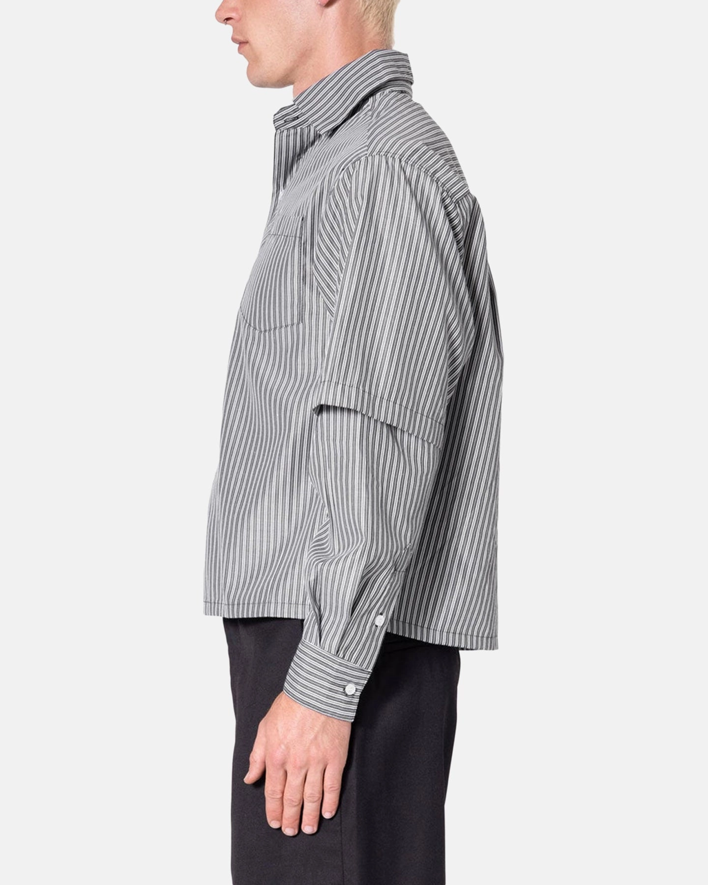 MNML Double Layer Pinstripe Shirt Black QuickDry stain resistant coating