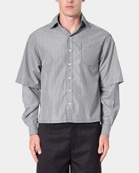 MNML Double Layer Pinstripe Shirt Black CrossBackDesign