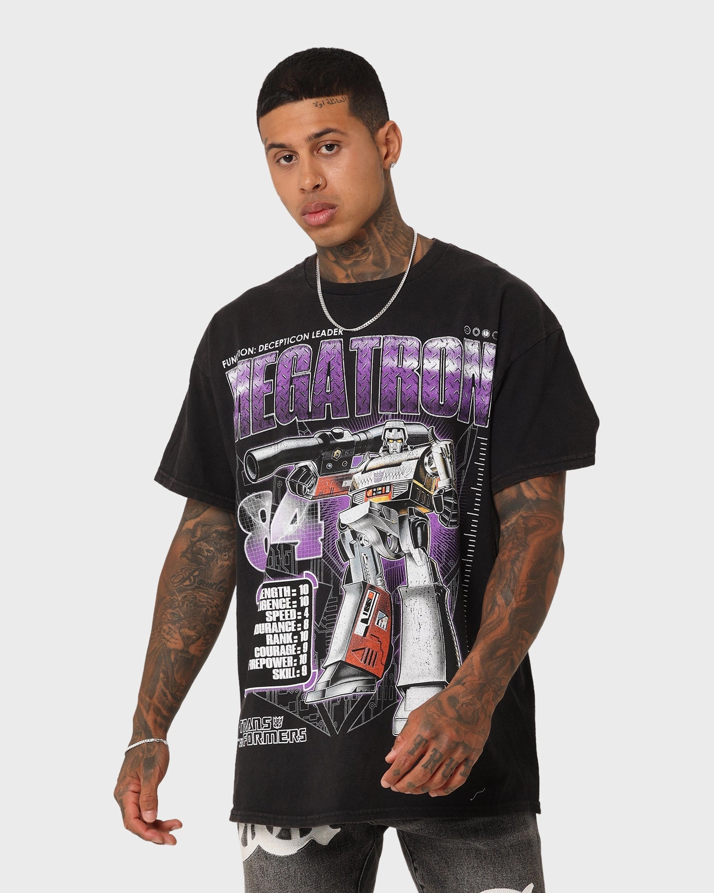 FoldableFeature Goat Crew X Transformers Megatron Vintage T-Shirt Black Wash