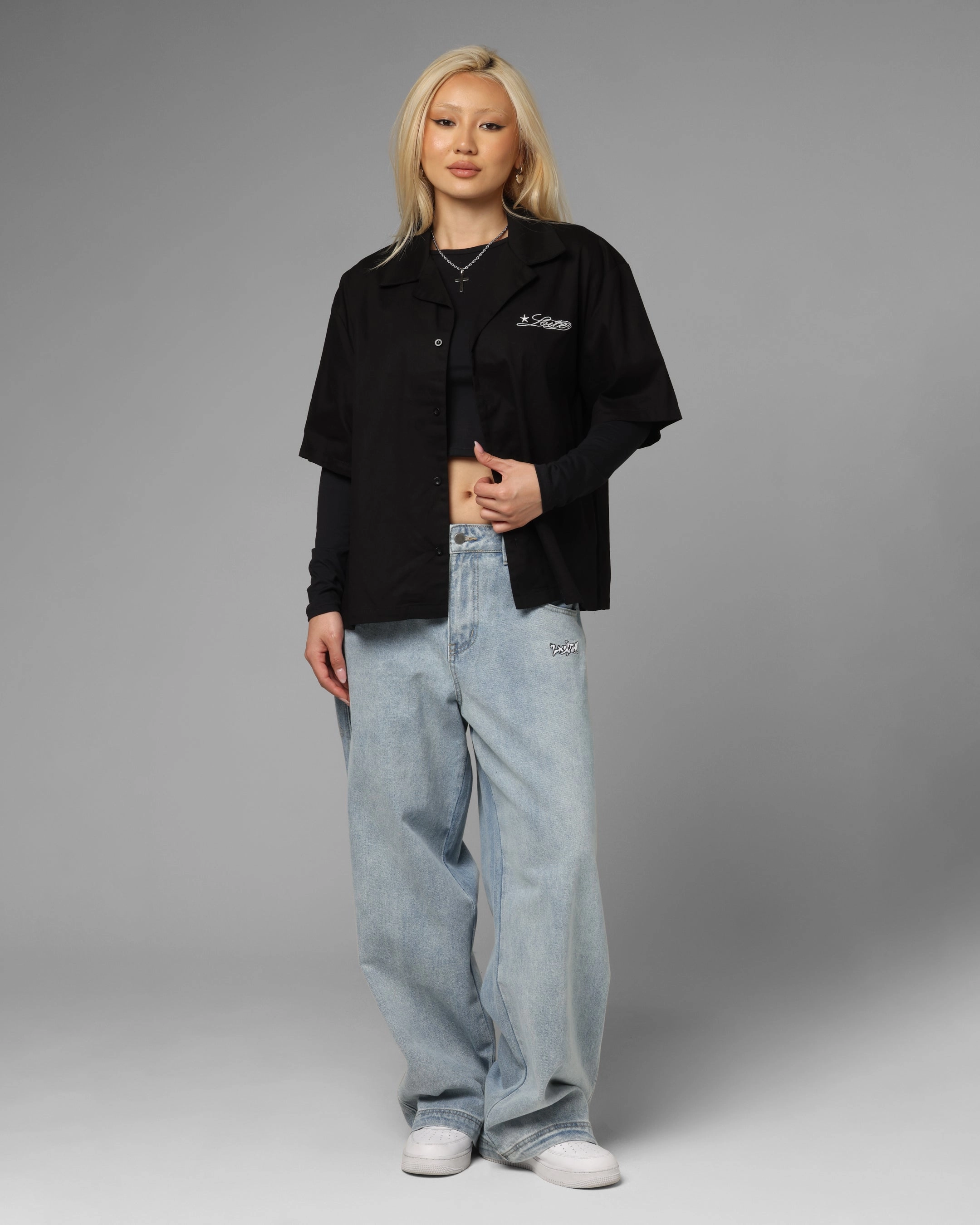 Loiter Daytona Button Up Shirt Black Comfy Fit TaglessLabel