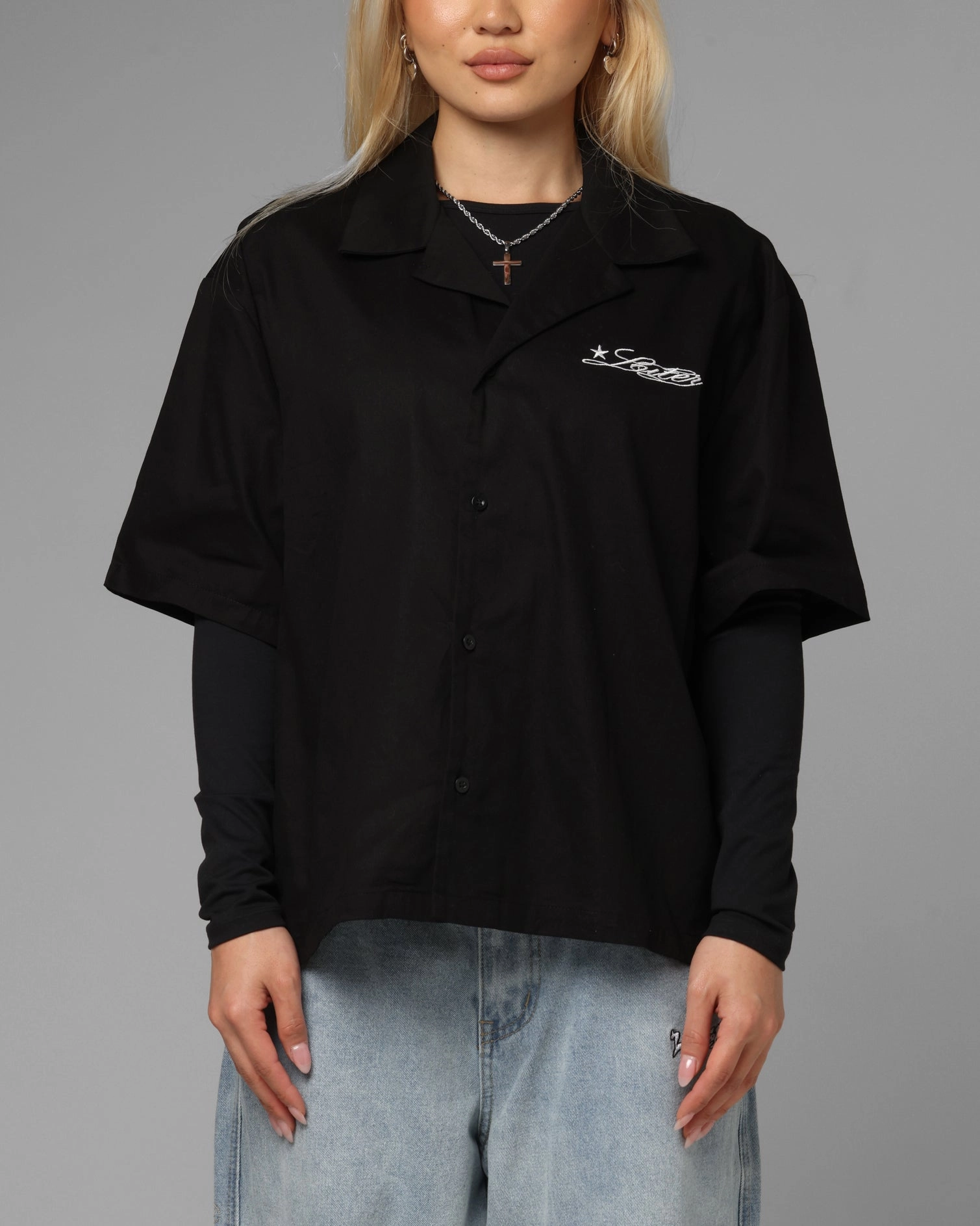 Loiter Daytona Button Up Shirt Black ConvertibleStyle