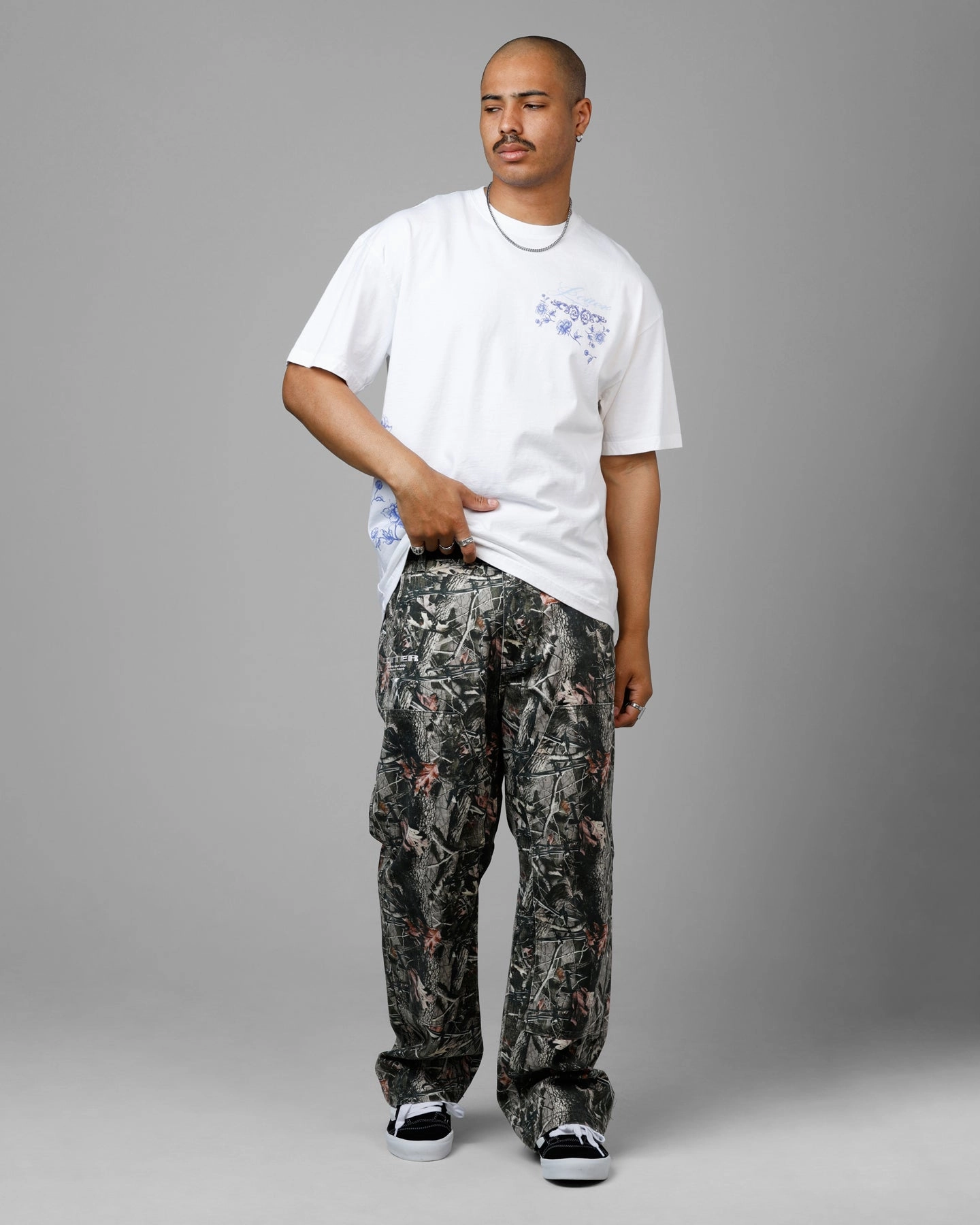 Loiter Fine China Heavyweight T-Shirt White MultiPocket Design