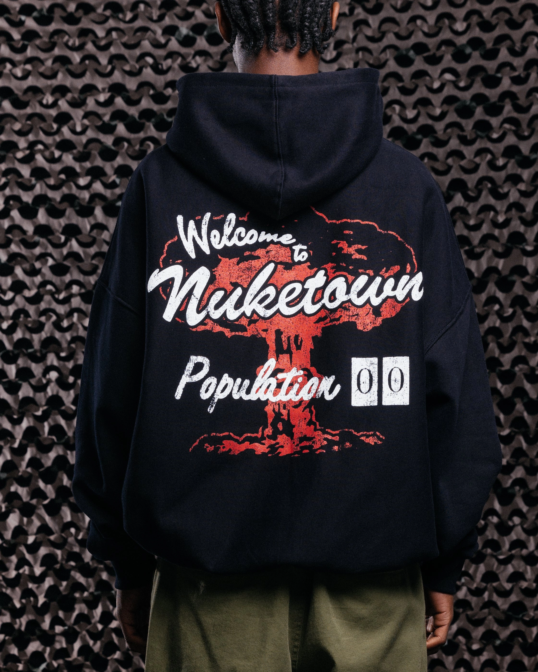 Foldable Cuff Design Goat Crew X Call Of Duty Nuketown Premium Hoodie Black