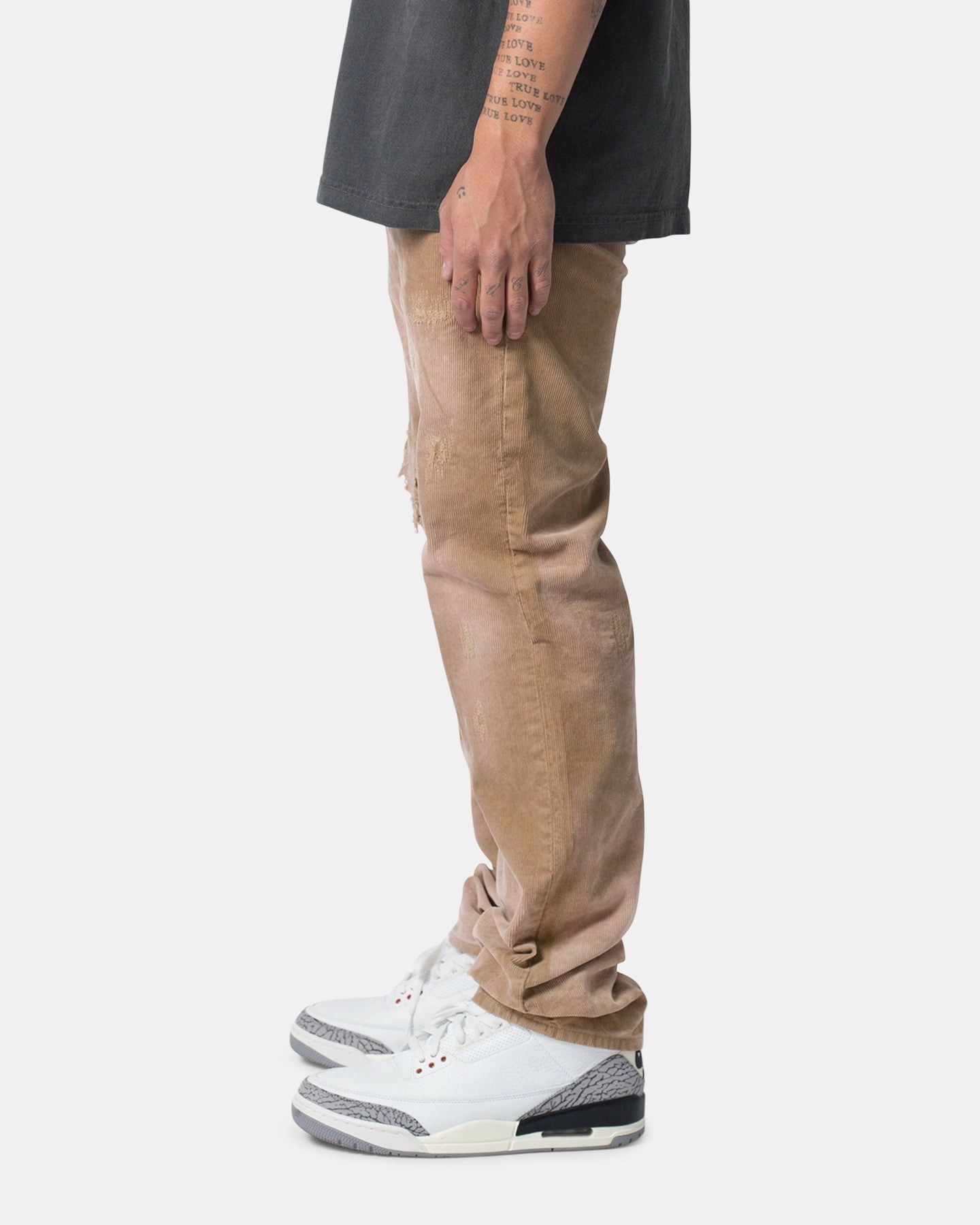 Anti Static Fabric MNML V648 Repaired Corduroy Denim Pants Tan