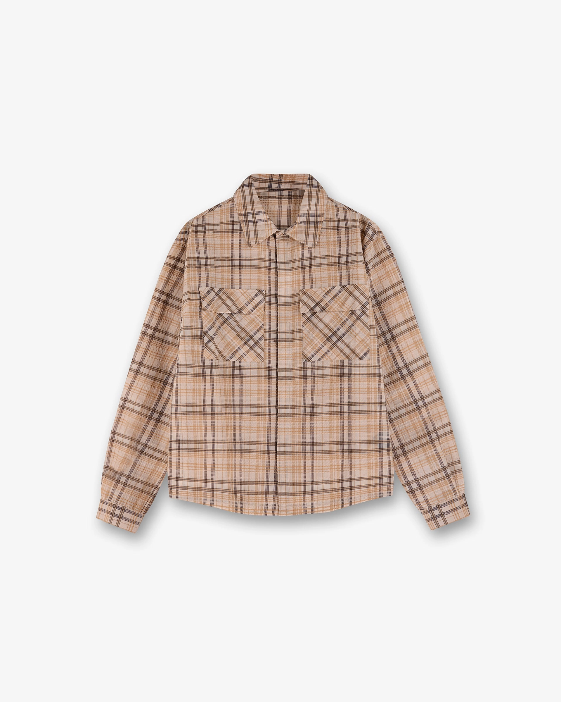 Sheer Flannel Shirt - Brown Check Sustainable Weave